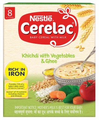 CERELAC KHICHDI WITH  VEGETABLES & GHEE  (  8 TO 12 MONTHS )