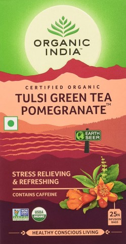 ORGANIC INDIA TULSI GREEN TEA POMEGRANATE TEA 25 BAG