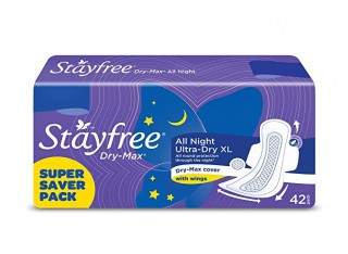 STAYFREE DRY MAX ALL NIGHT ULTRA DRY XL 42  PADS