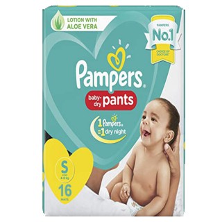PAMPERS BABY DRY PANTS 4-8 KG S - 16 PANTS 