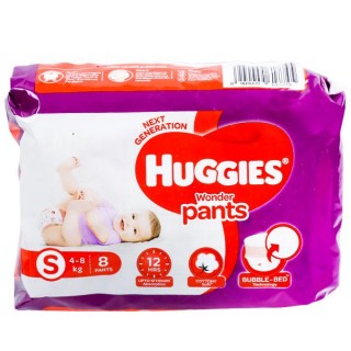 HUGGIES WONDER PANTS 4-8 KG - S -  8 PANTS