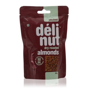 DELINUT DRY ROASTED ALMONDS SMOKED 80 GM