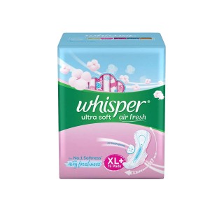 WHISPER ULTRA SOFT AIR FRESH XL+ 15 PADS