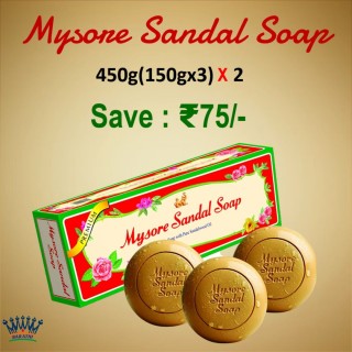MYSORE SANDAL SOAP 450(150 GM X 3) X2 