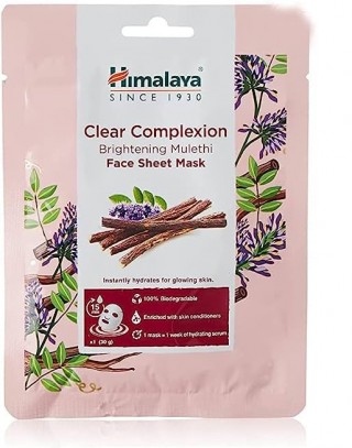 HIMALAYA CLEAR COMPLEXION BRIGHTEING MULETHI FACE SHEET MASK