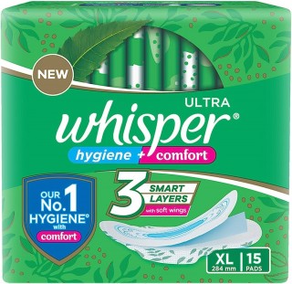 WHISPER ULTRA HYGIENE+COMFORT XL 15 PADS